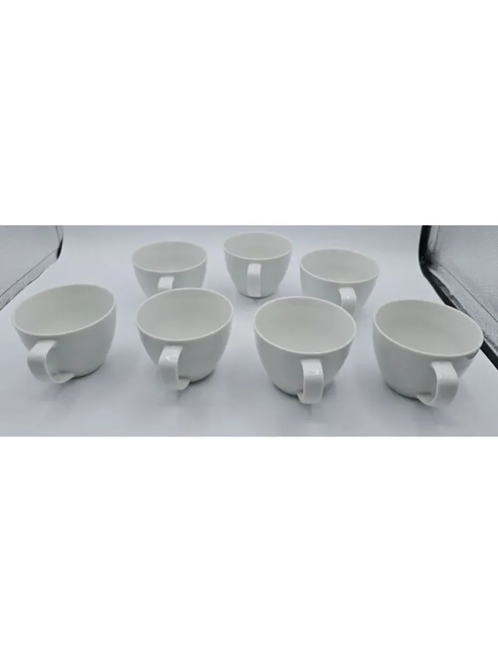 Vintage Pottery Barn Textured White Coffee Tea Cups Set of 7 Made In Japan 2001